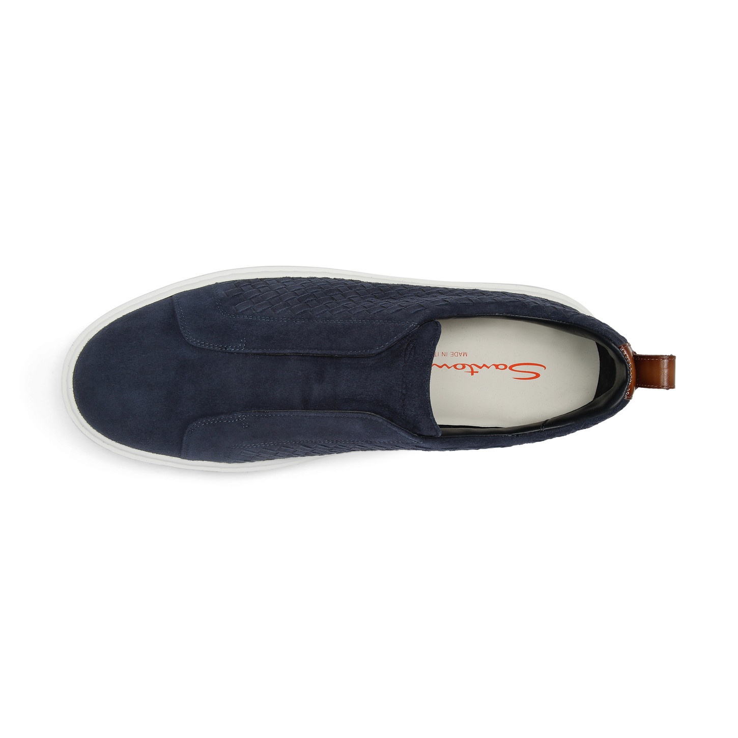 Men's blue woven suede slip-on sneaker - 5