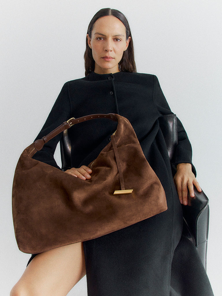PILLOW HOBO SUEDE DARK BROWN - 2