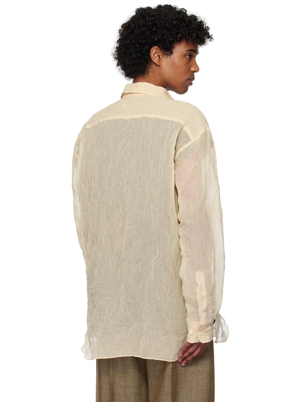 Beige Metallic Thread Shirt - 3