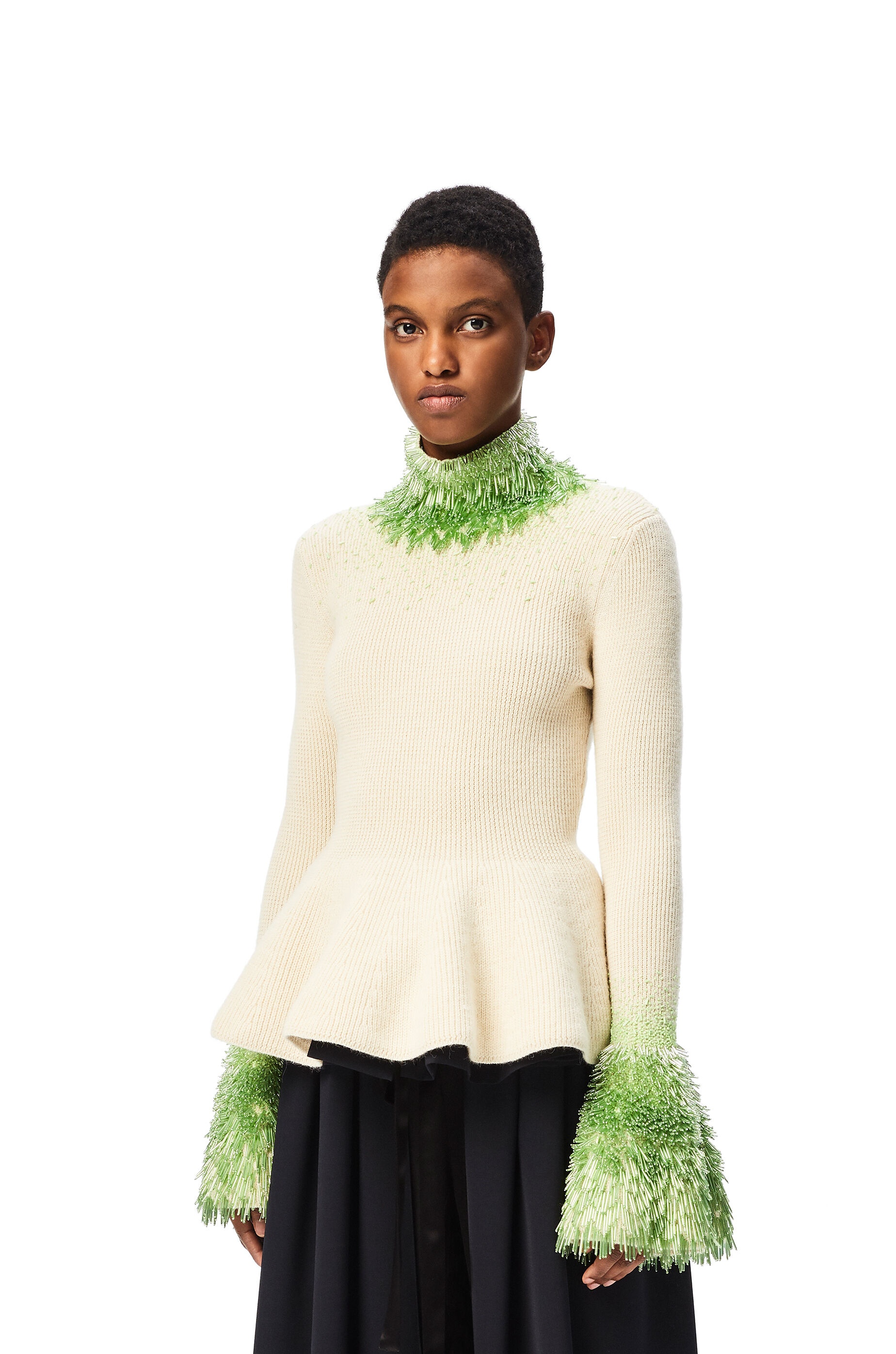 Embellished high neck sweater in wool and alpaca - 3