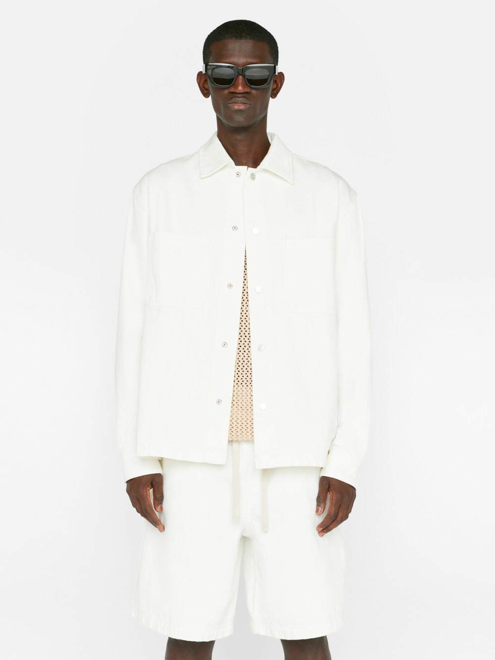 Relaxed Double Pocket Shirt in Off White - 3