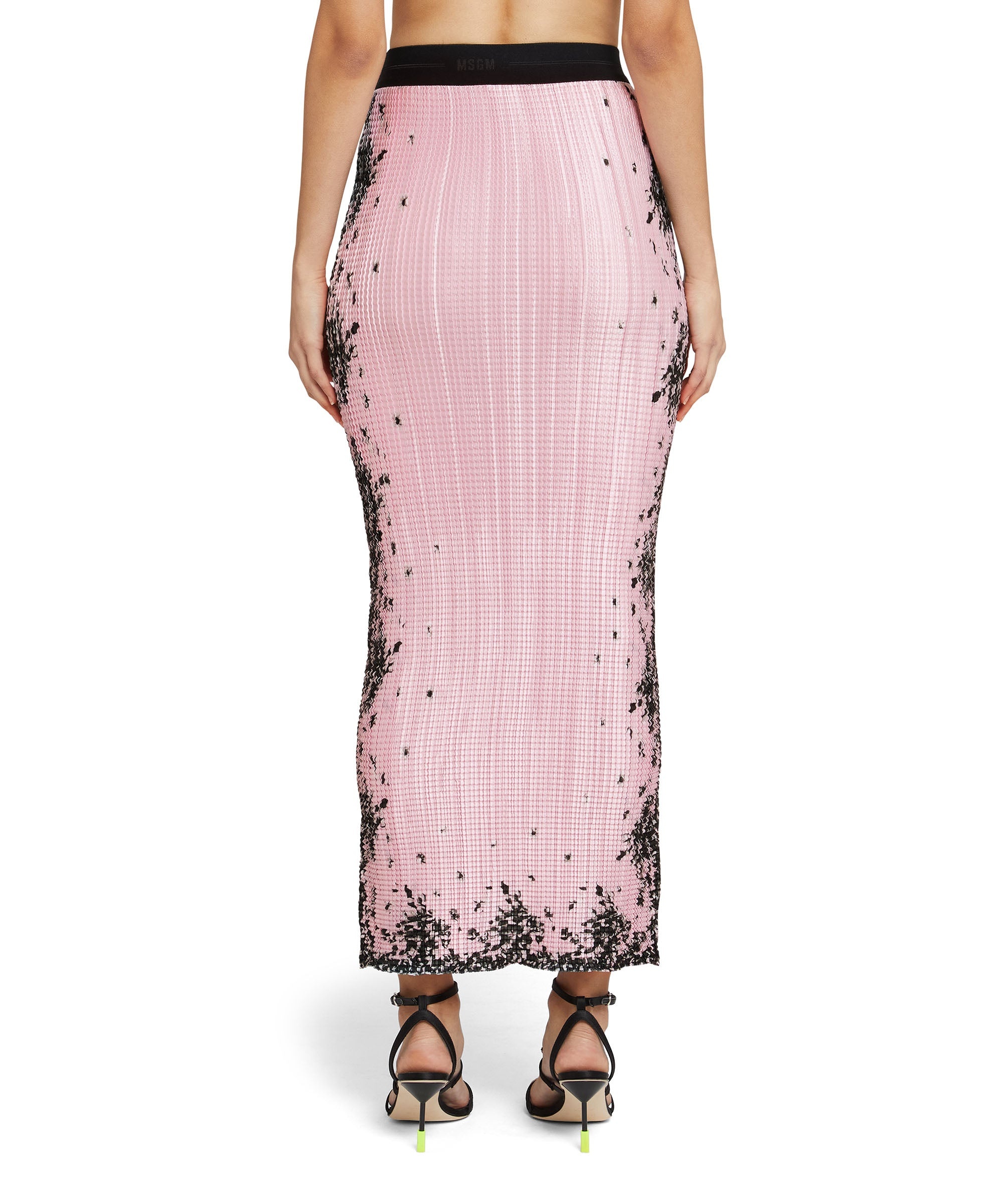 Satin long skirt with micro pleats and "blossom" print - 3