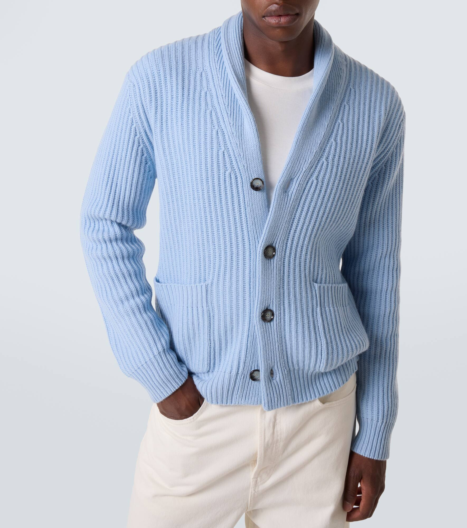 Ribbed-knit wool and cashmere cardigan - 5