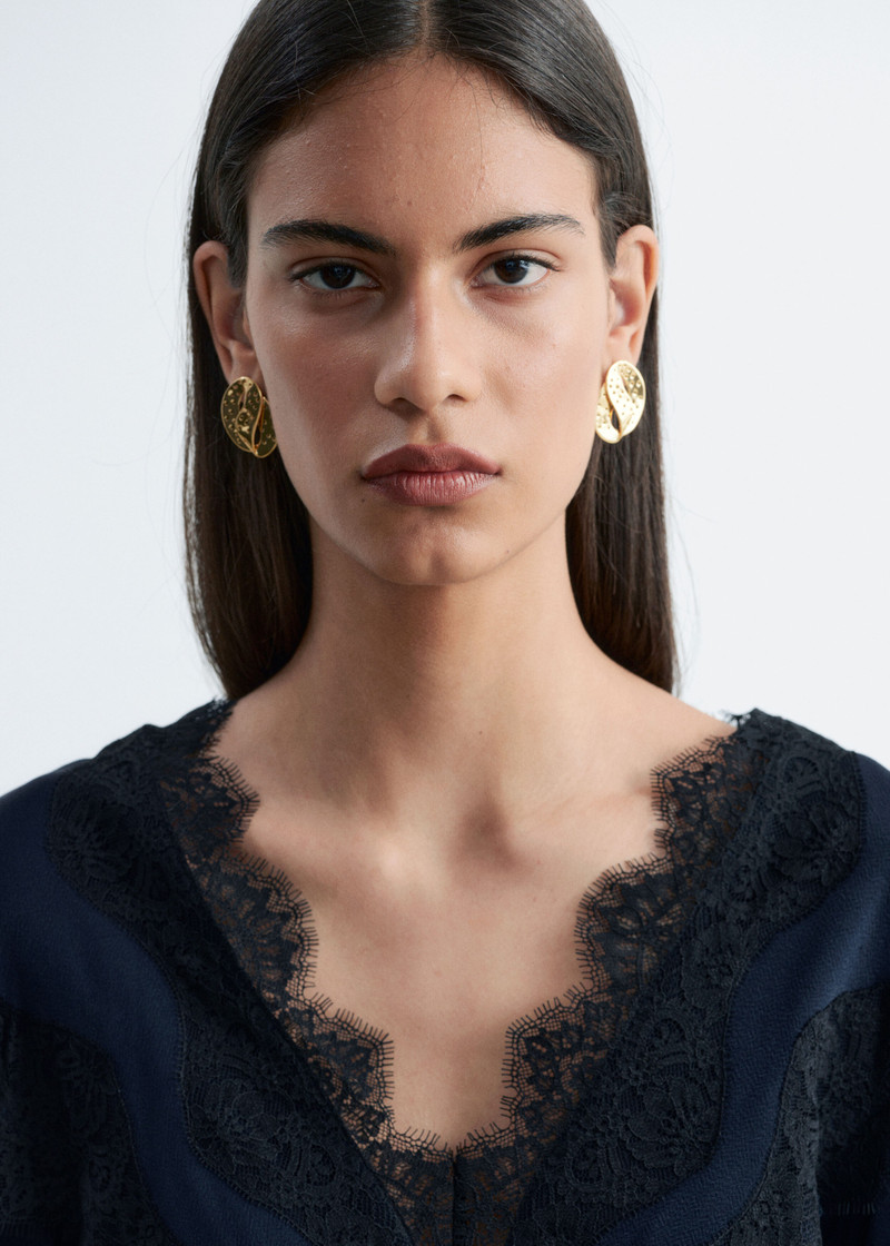 Lace-Detail Crepe Blouse 4