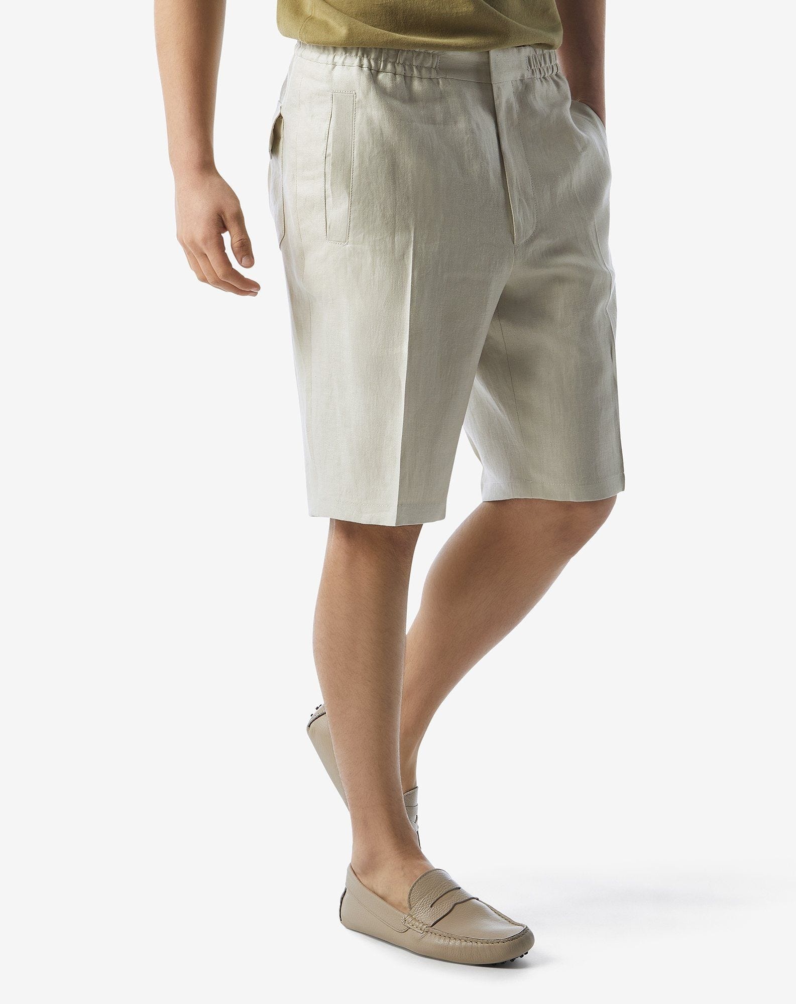 Ivory pure linen Bermuda shorts - 3