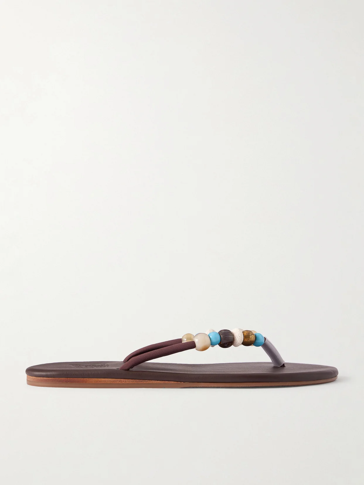 Saionara Bead-embellished Leather Flip Flops - 1
