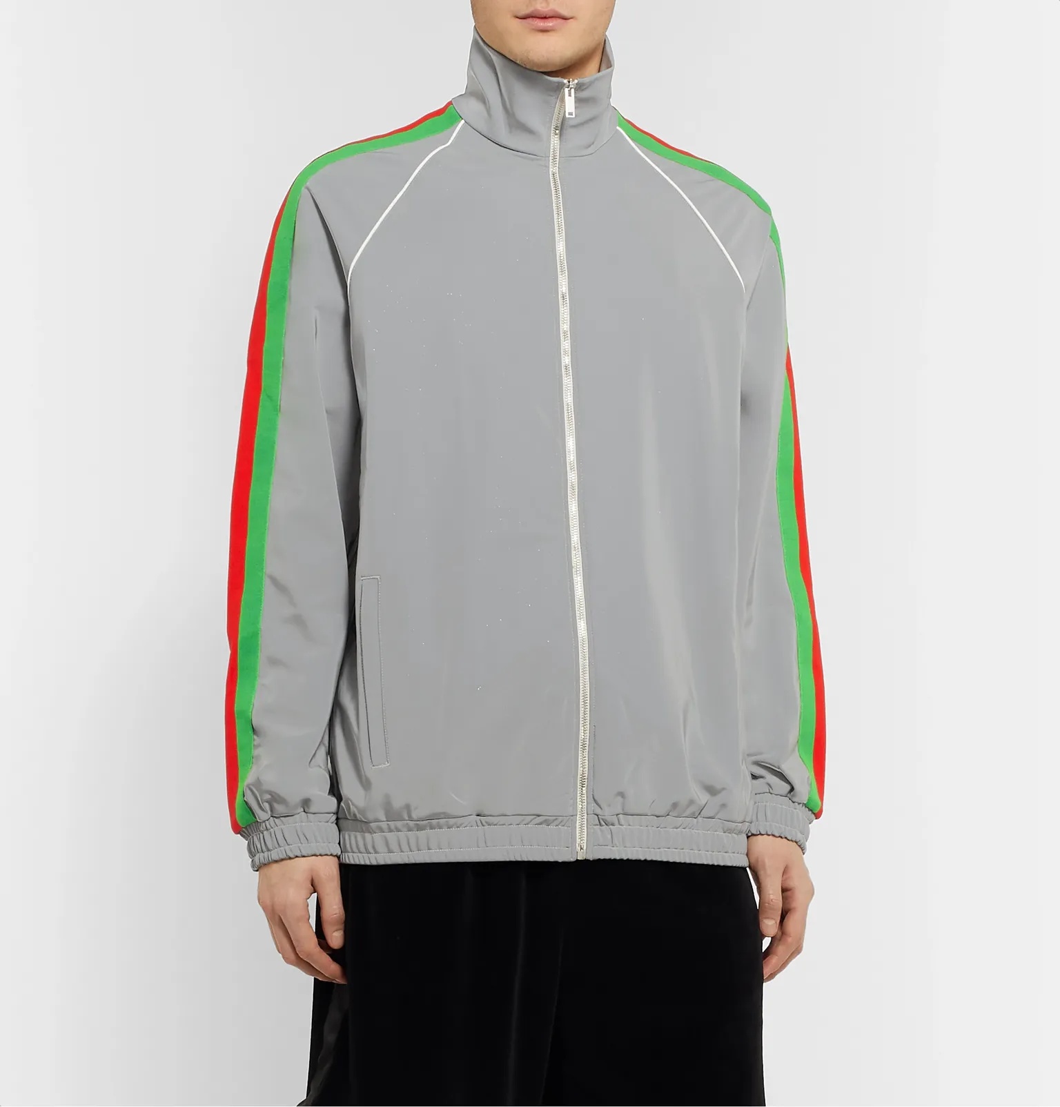 Webbing-Trimmed Iridescent Stretch-Jersey Track Jacket - 4