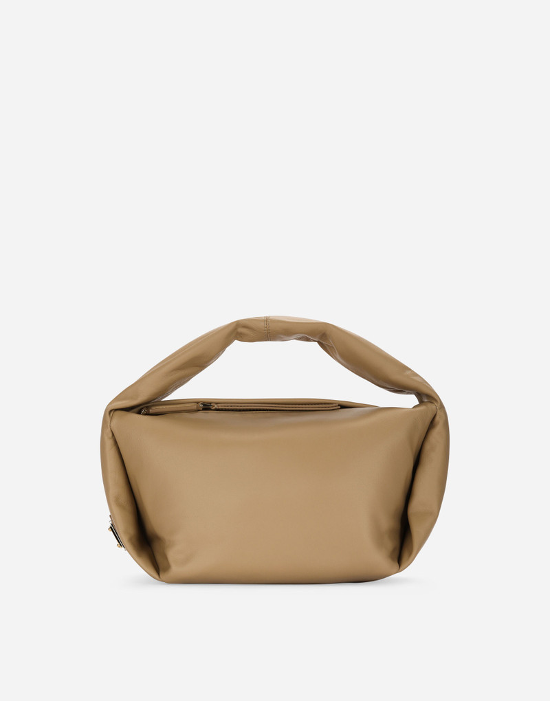 Small nappa leather soft bag with branded tag 1