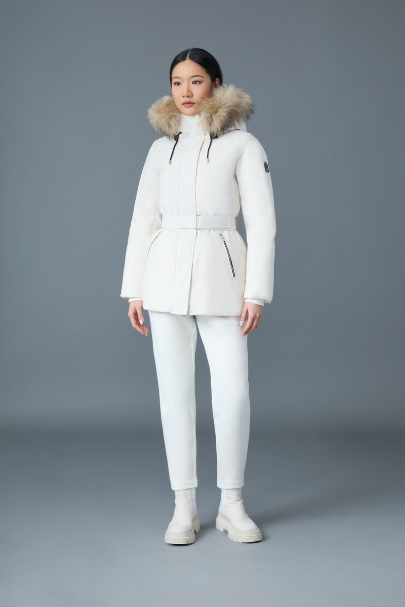 JENI-F 2-in-1 down parka with removable bib and natural fur 3