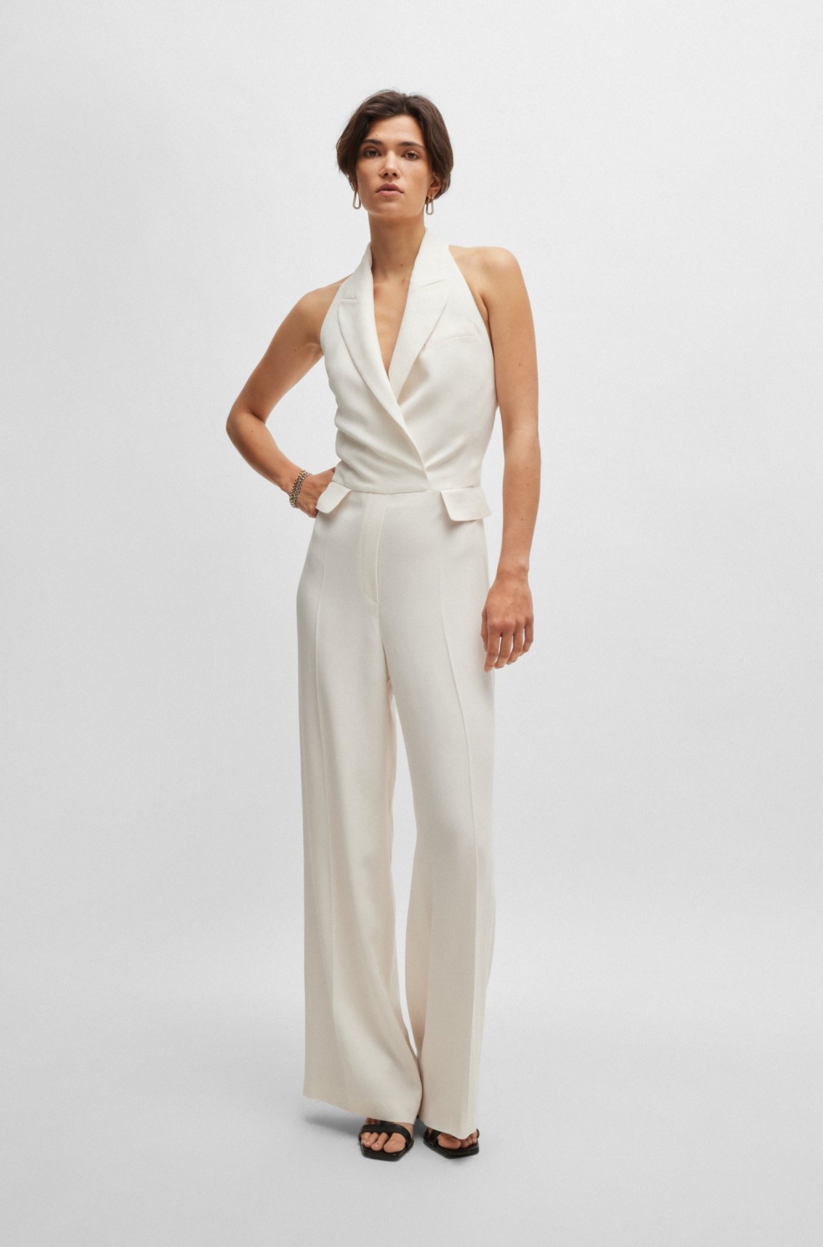HALTERNECK JUMPSUIT WITH PEAK LAPELS - 2