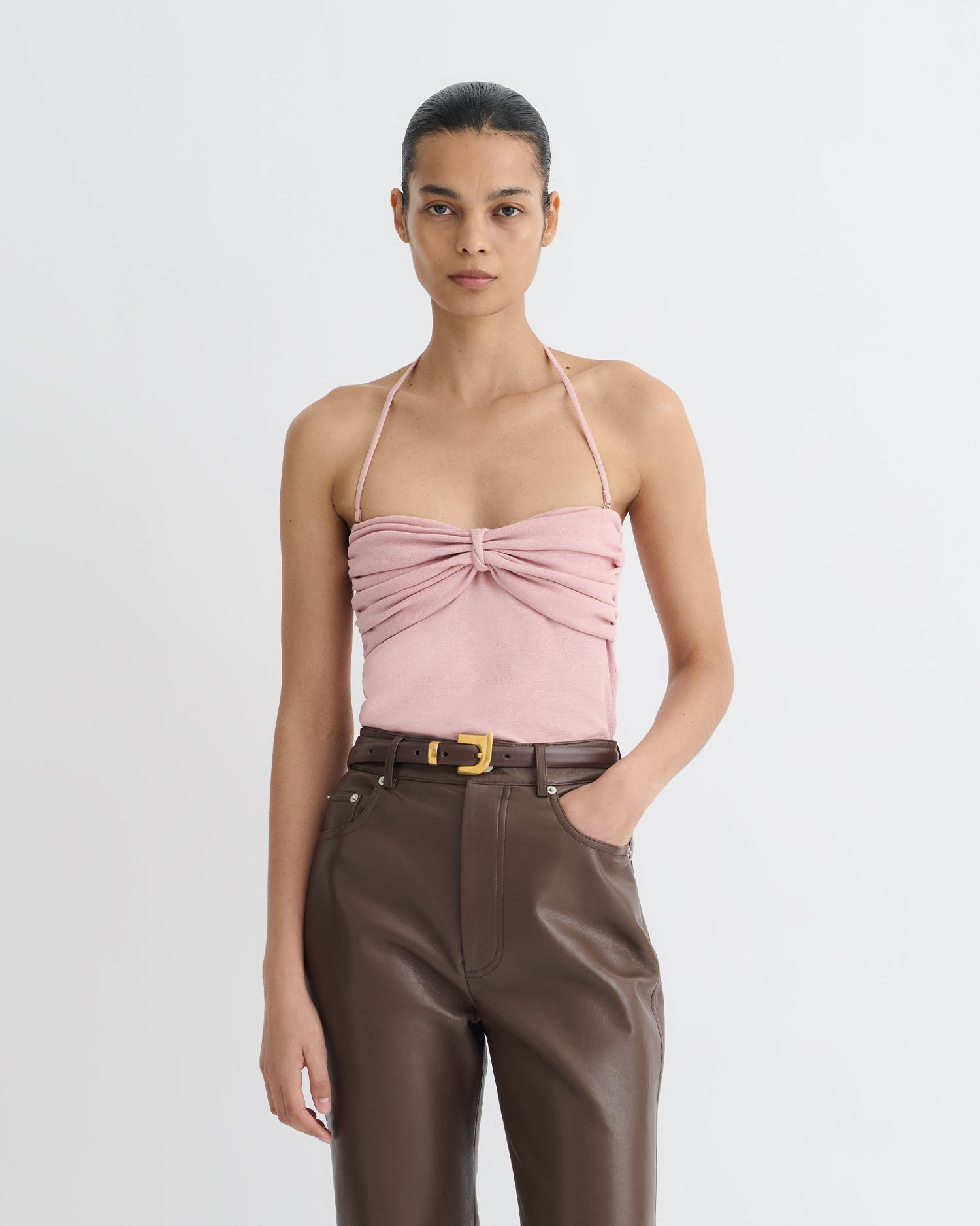 Halter Neck Mesh Jersey Top - 2