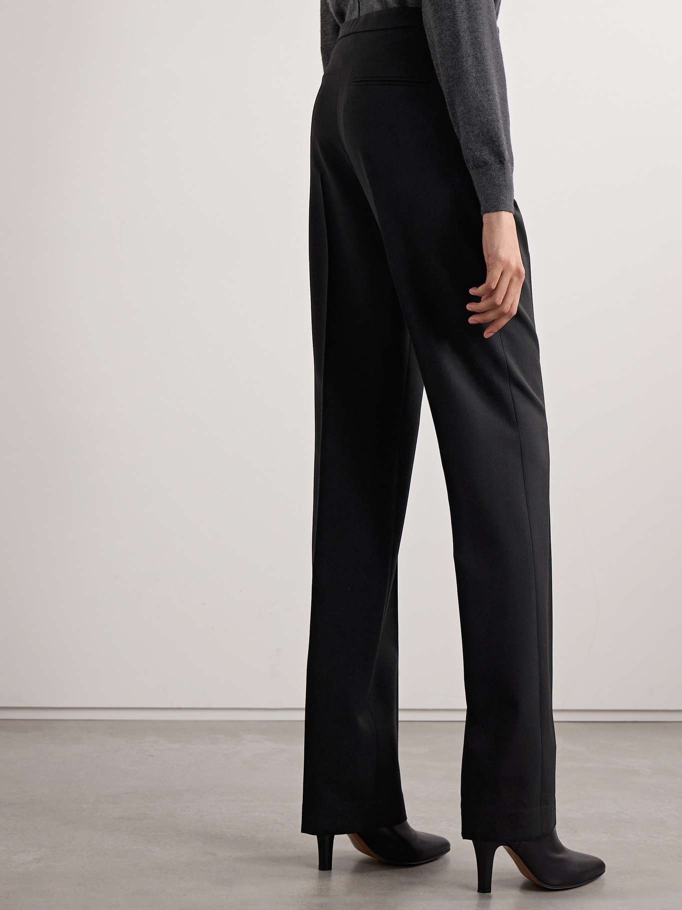 The Row Jesse wool and silk-blend straight-leg pants Black
