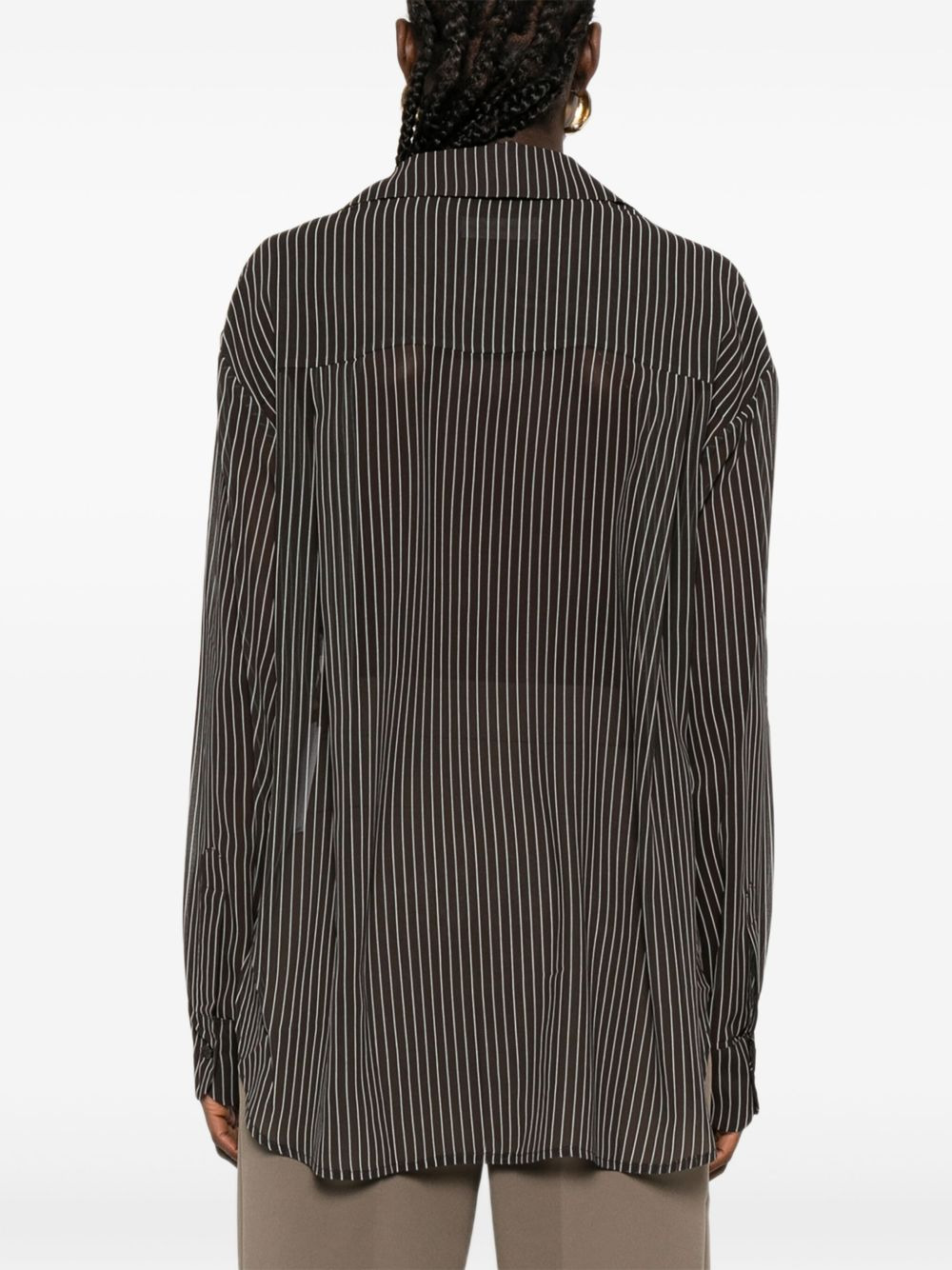 striped button-fastening shirt - 4