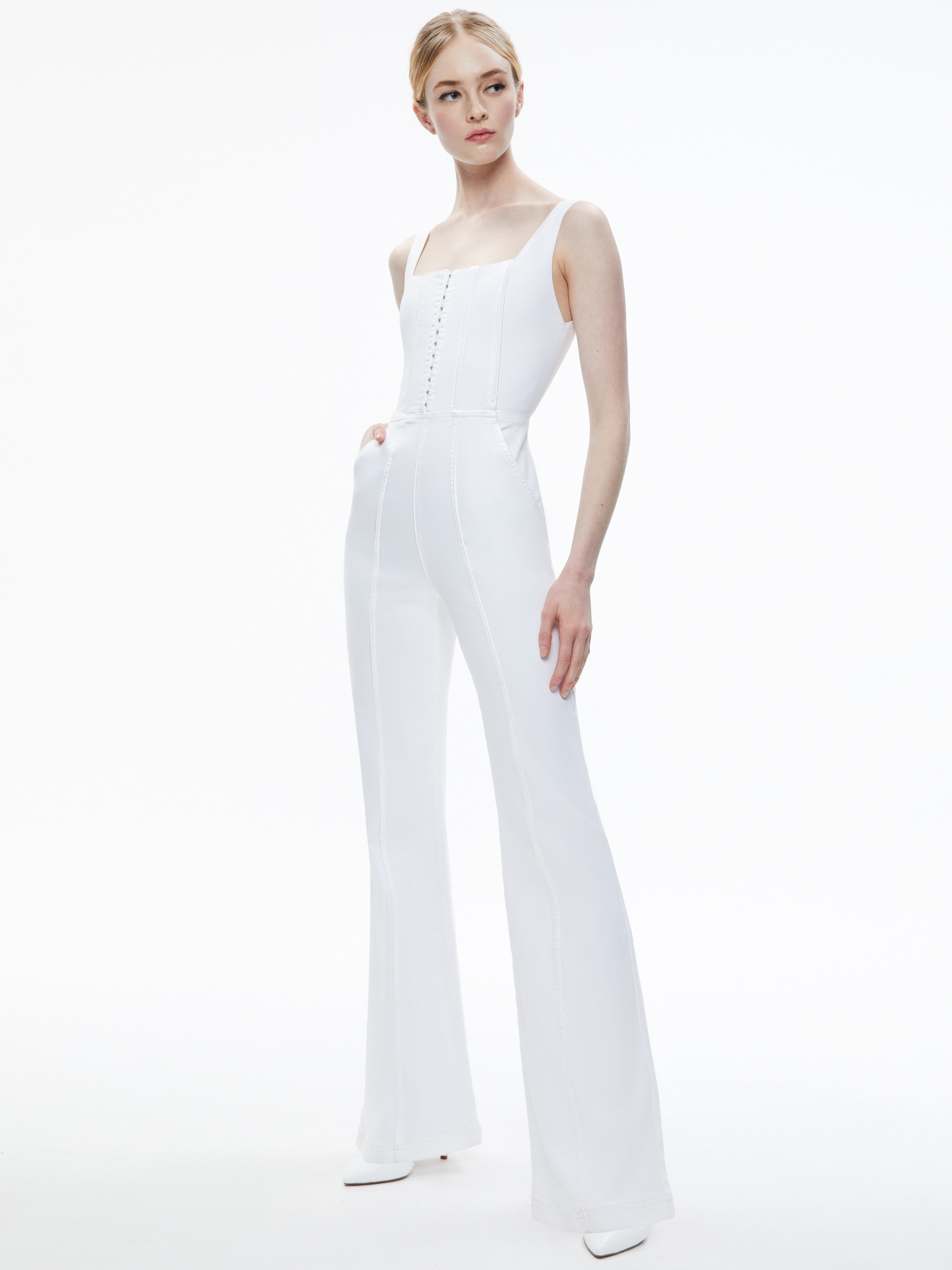 CHELS DENIM CORSET SLEEVELESS JUMPSUIT - 4