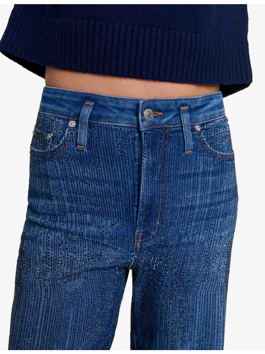 Rhinestone-embellished wide-leg high-rise jeans - 5