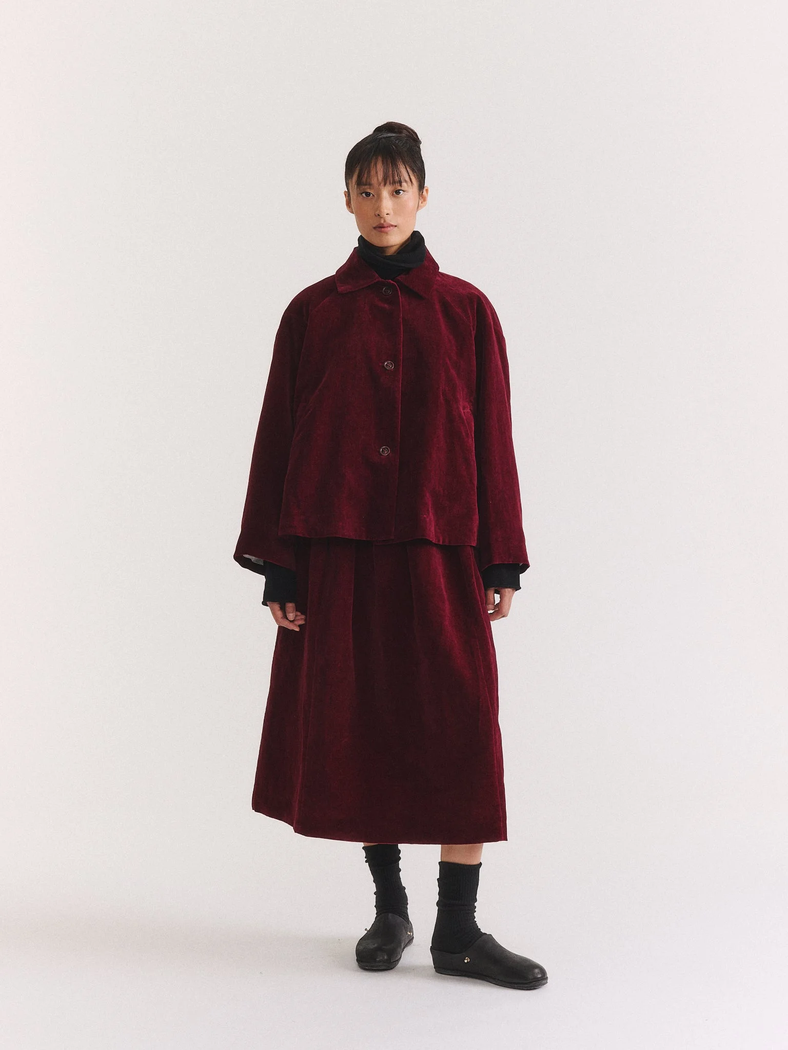 DRAYS JACKET - MID VELVET - PRUNE - 1