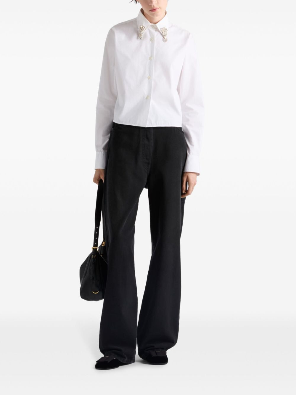 Prada Women Camicia Boxy In Popeline Ricamata - 2
