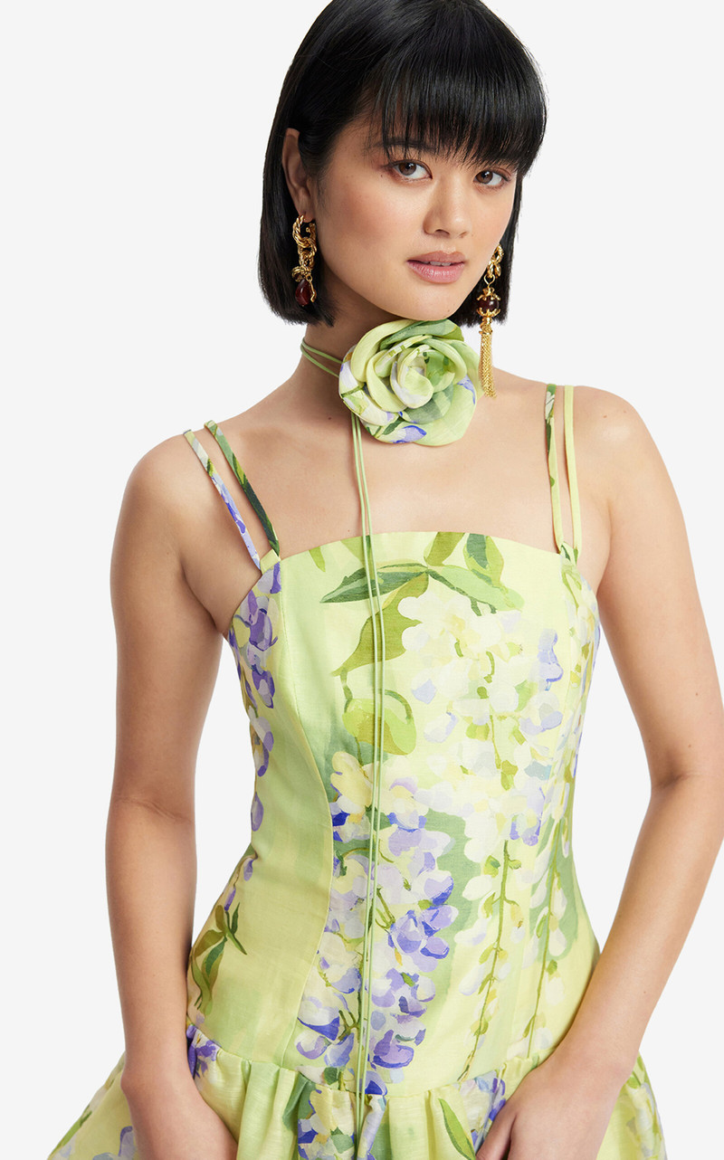 Lorena Printed Linen-Blend Mini Dress yellow 6