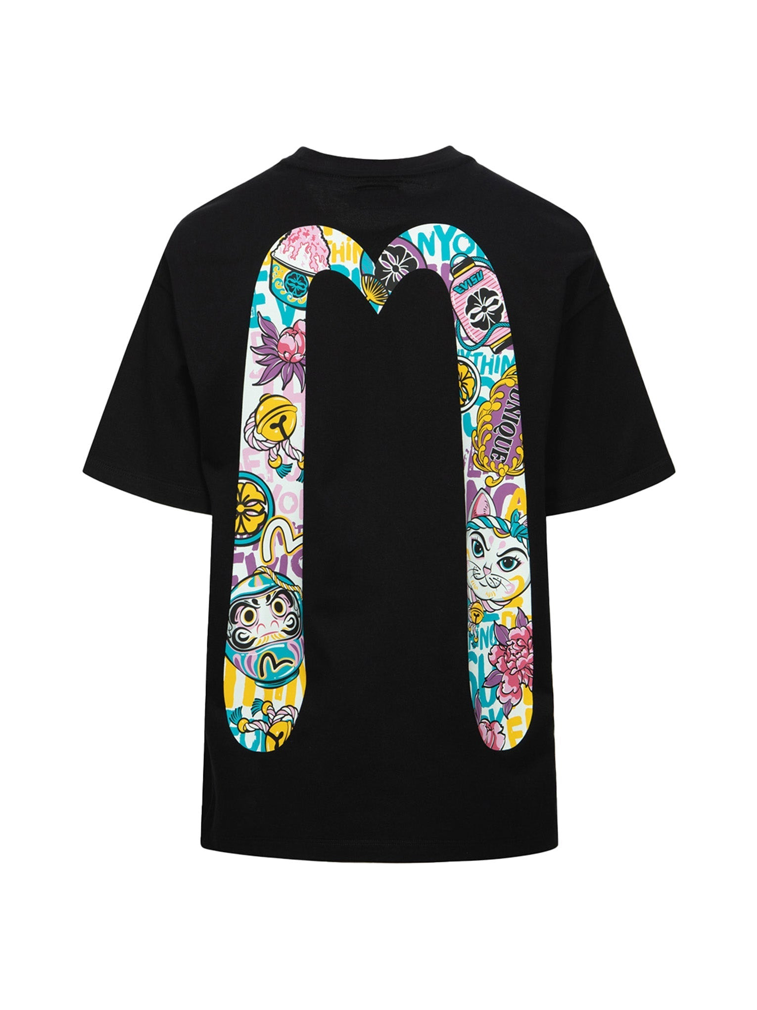 DARUMA AND FORTUNE CAT PRINT DAICOCK OVERSIZED T-SHIRT - 13