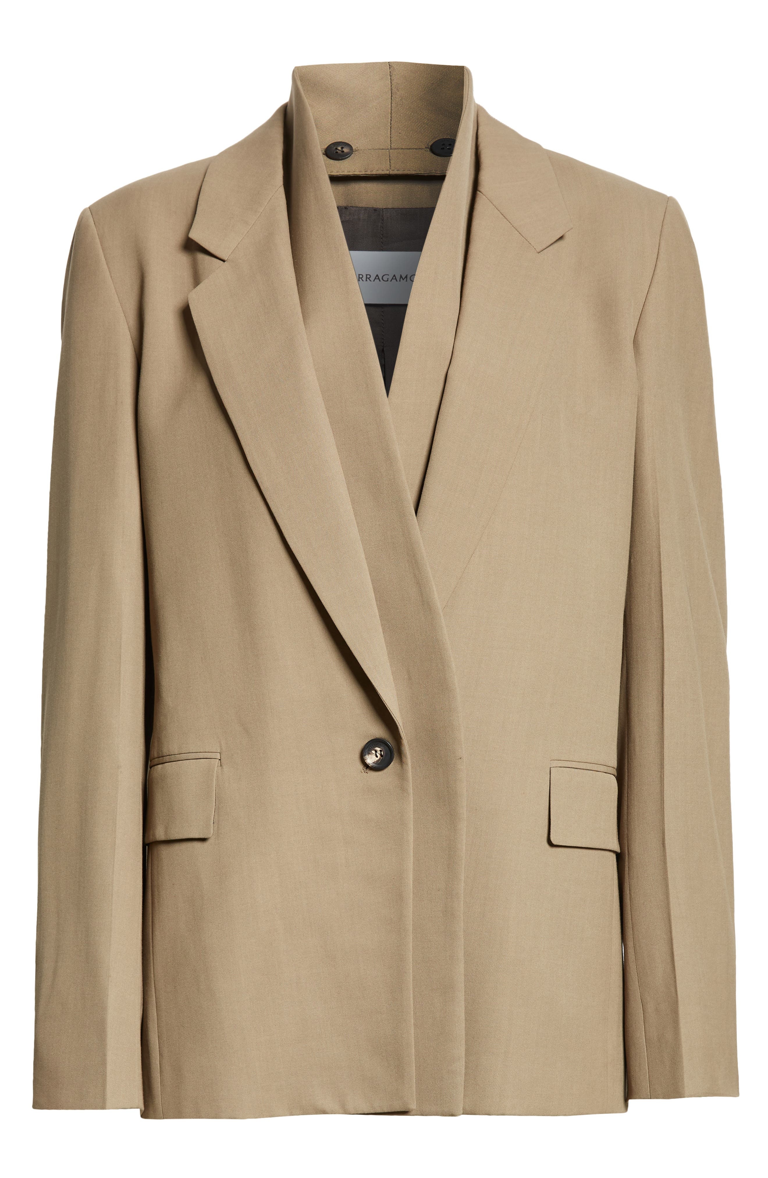 FERRAGAMO Double Lapel Blazer in Lead Green at Nordstrom - 8