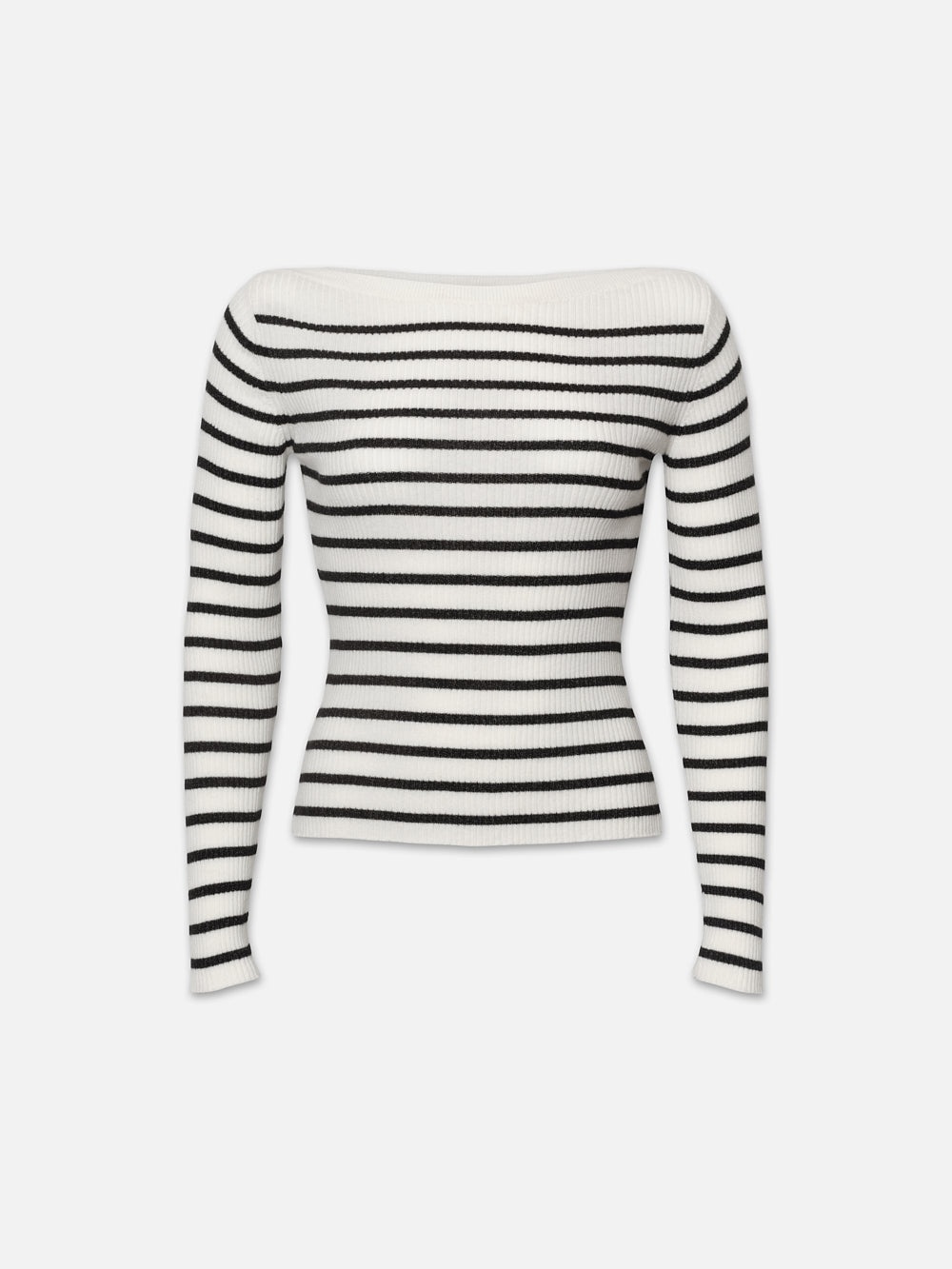 Ribbed Boatneck Sweater in Black Multi - 1