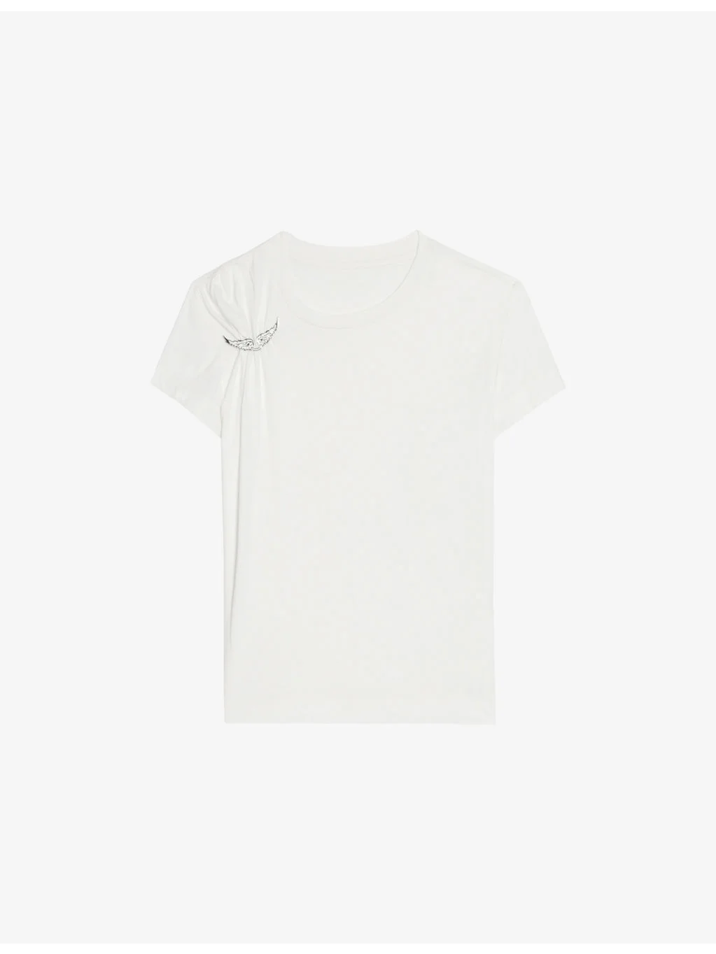 Suzan Wings-Brooch Cotton-Jersey T-Shirt - 1