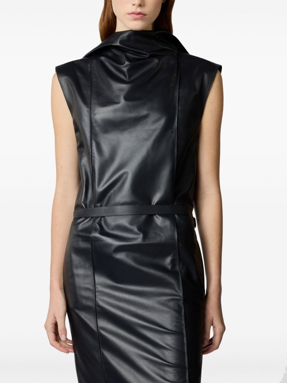 leather midi dress - 4