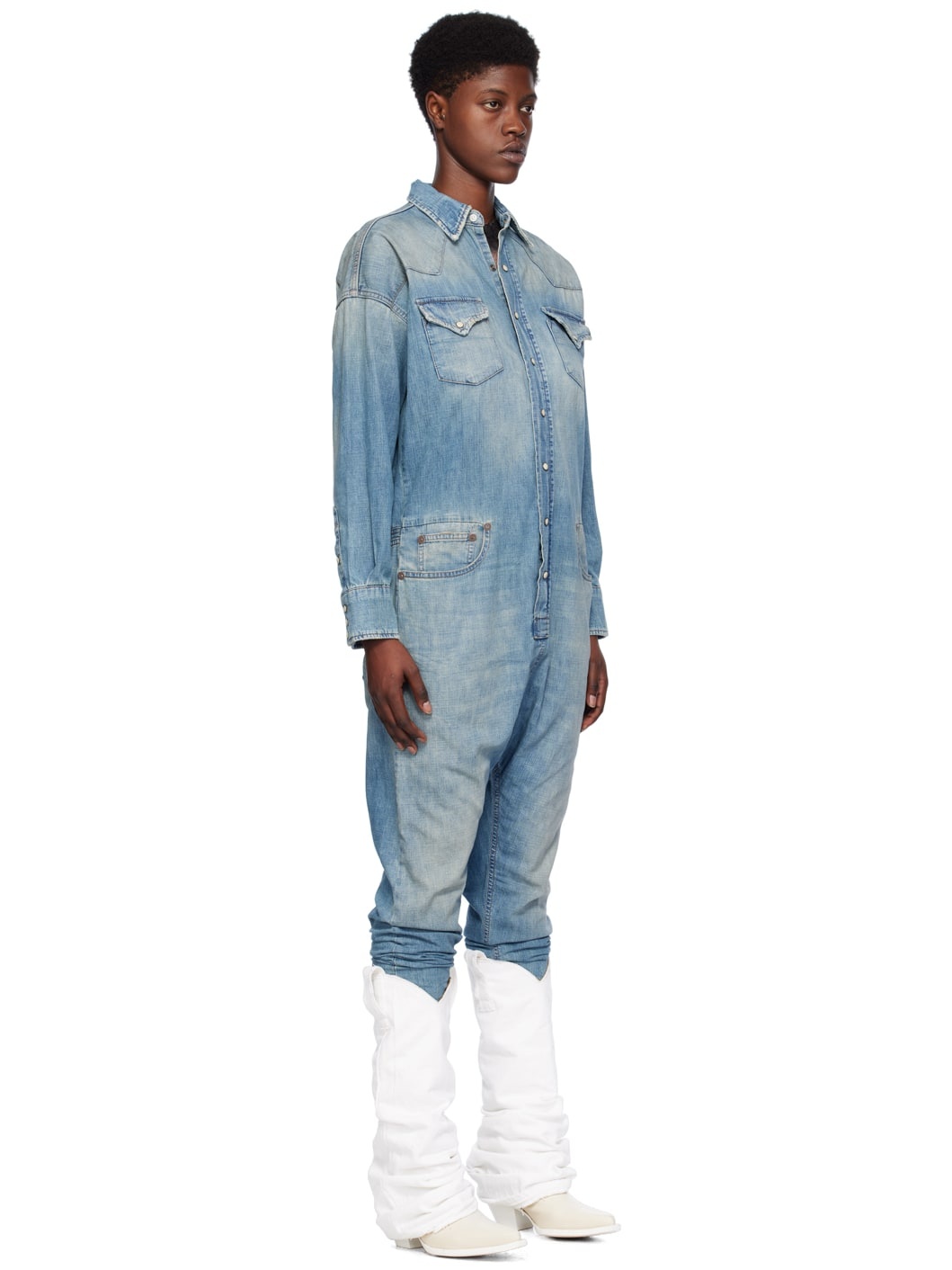 Blue Cowboy Drop Denim Jumpsuit - 2