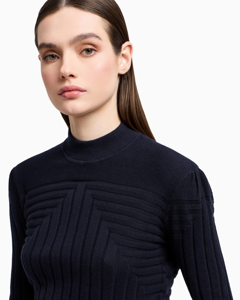 MOCK-NECK JUMPER WITH A RIBBED AND PLAIN-AND-PURL KNIT 5