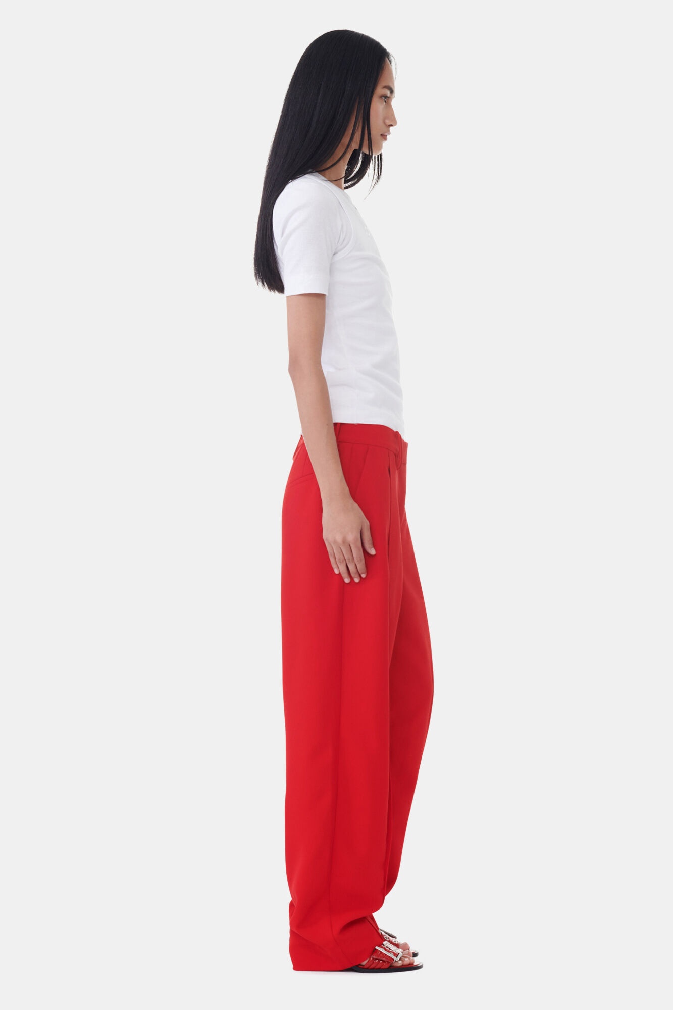 RED TWILL SUITING PANTS - 3