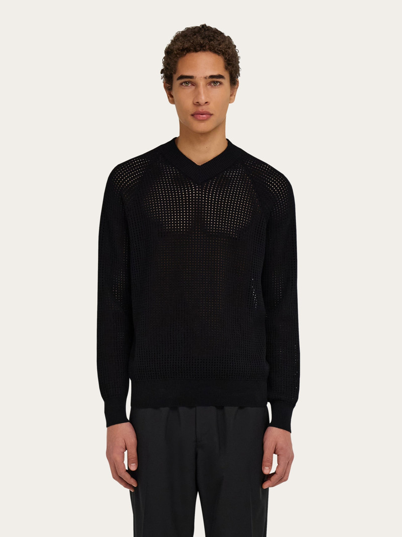 FERRAGAMO Open knit sweater outlook