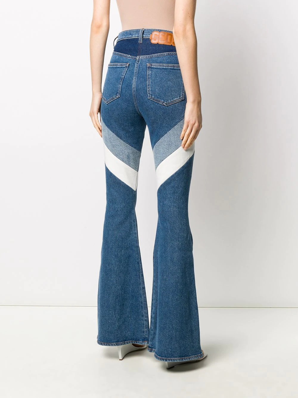 stripe flared jeans - 4