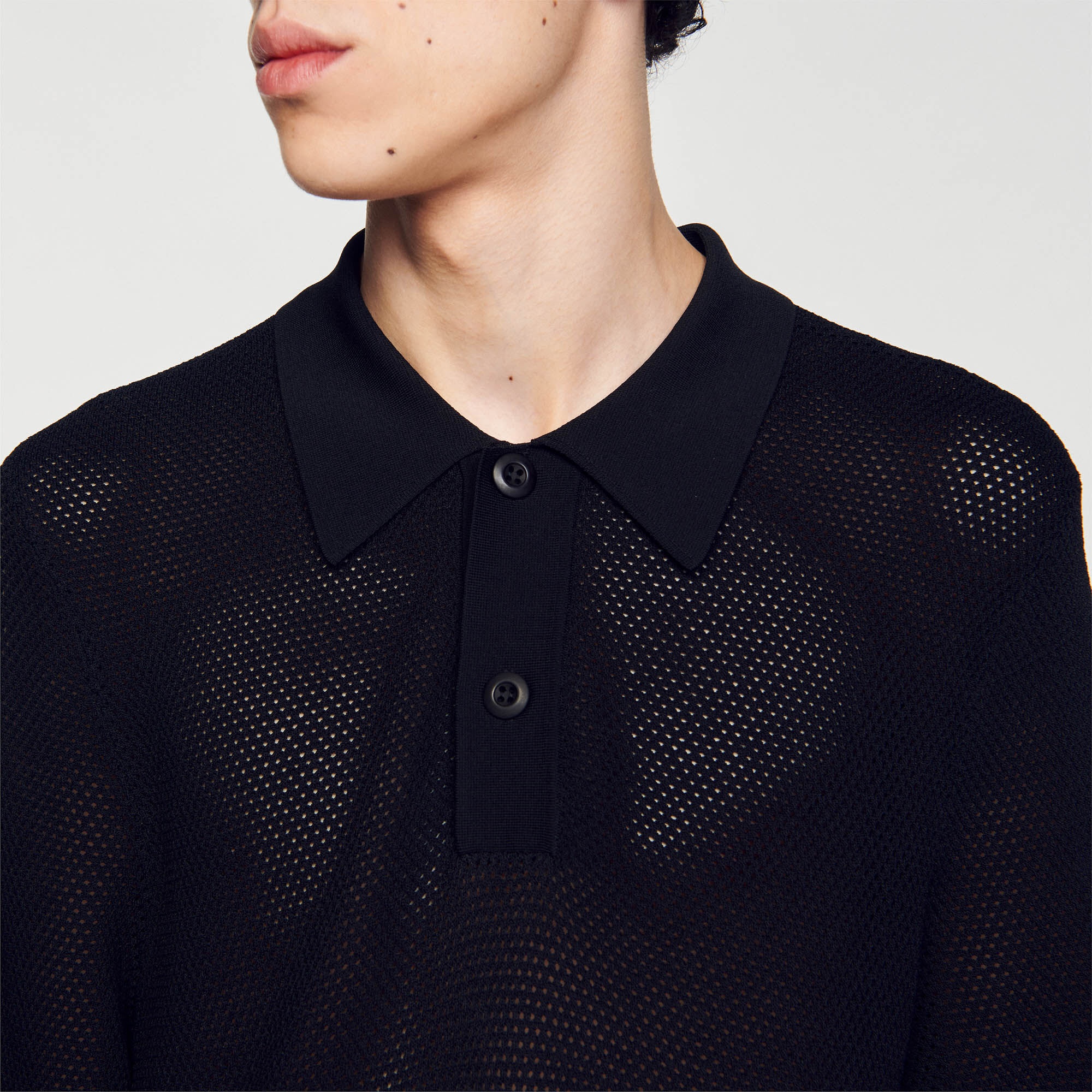 OPENWORK KNIT POLO SHIRT - 4