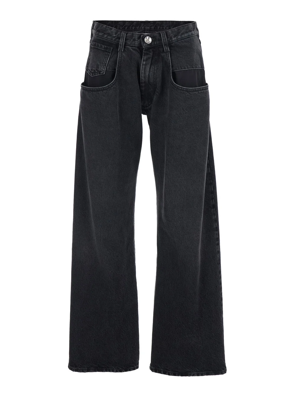 Maison Margiela Women Black Five-Pocket Jeans With Back Logo Stitching In Denim Woman - 1