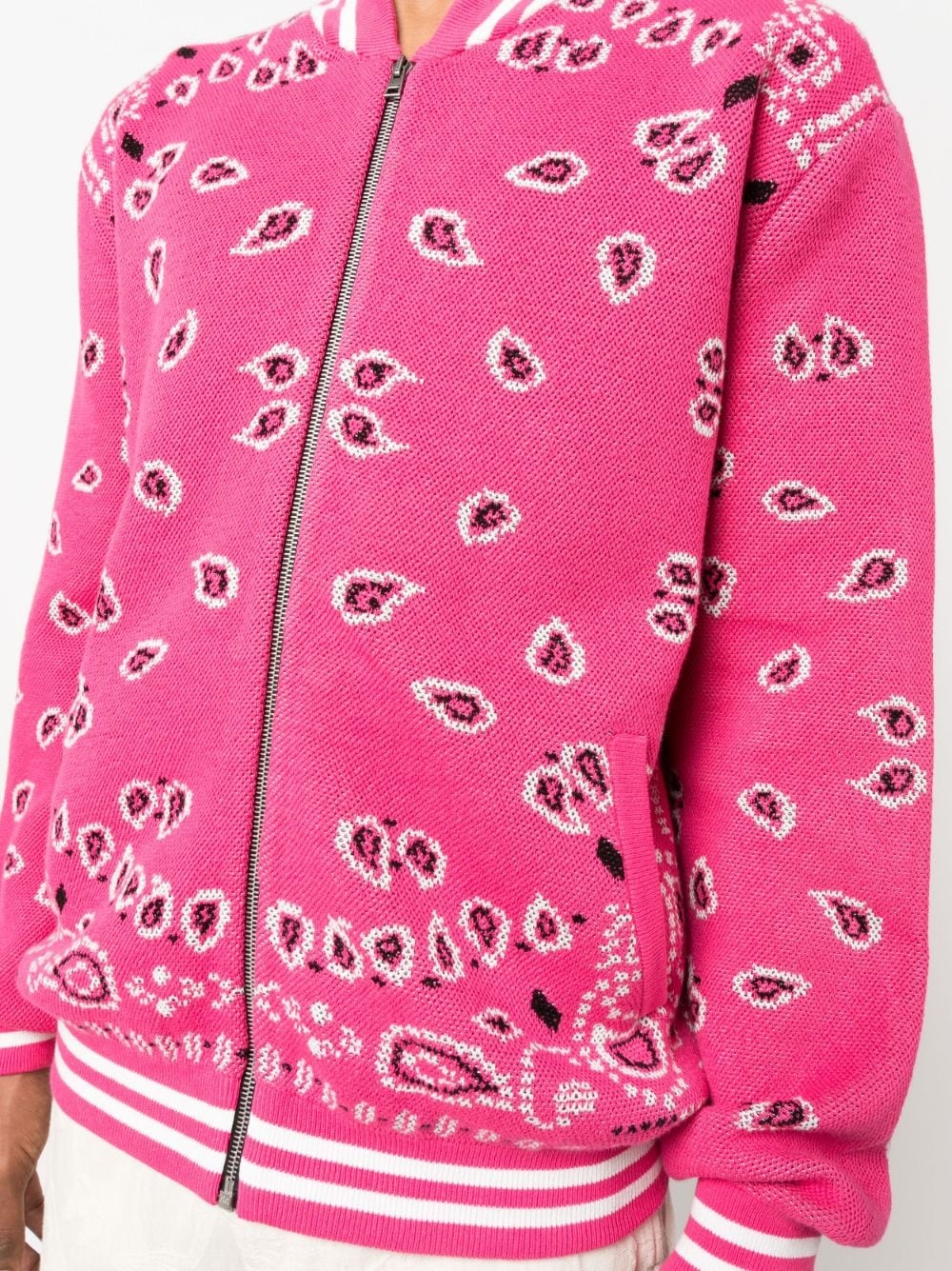 bandana-print zip-up cardigan - 5