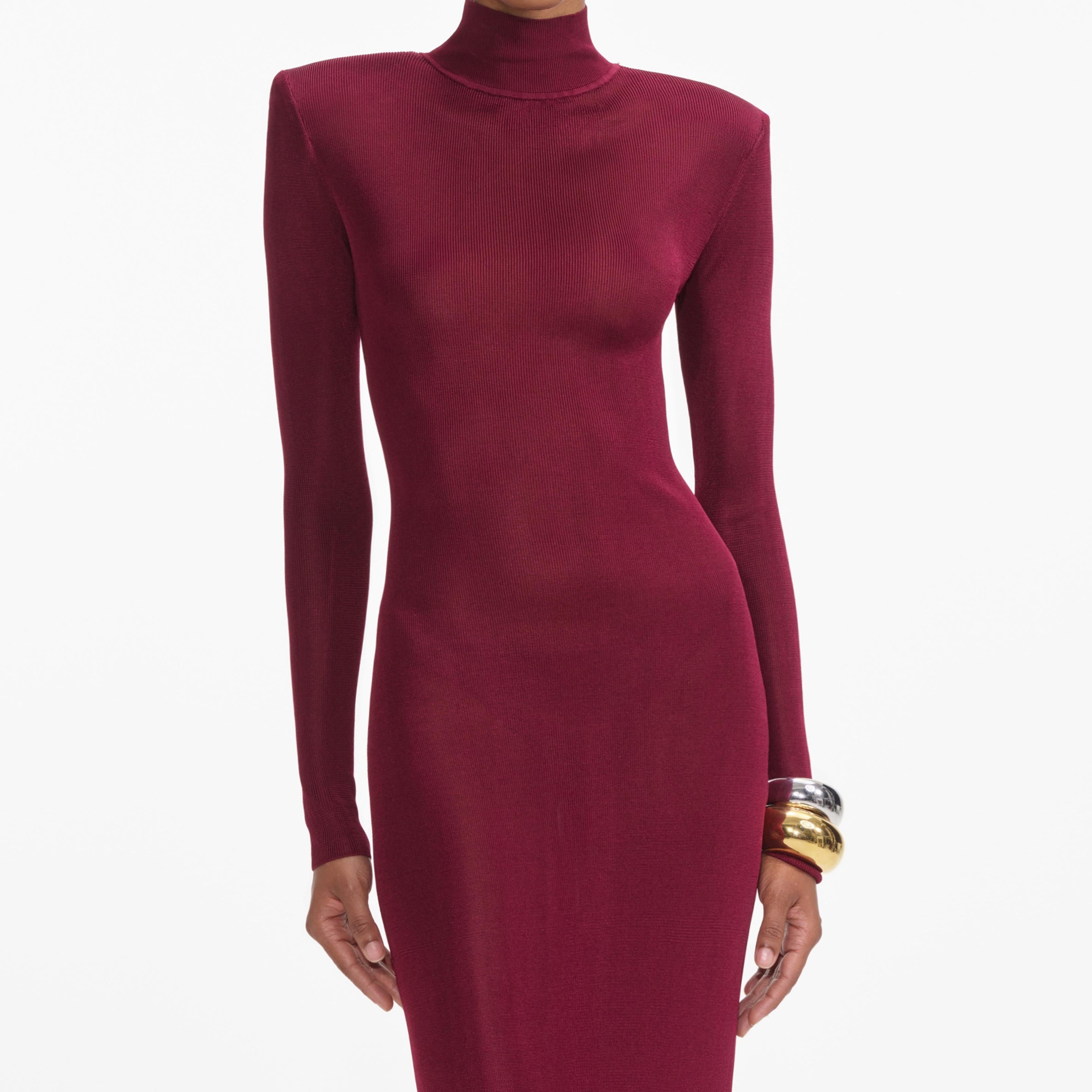Burgundy Viscose Knit Maxi Dress - 4