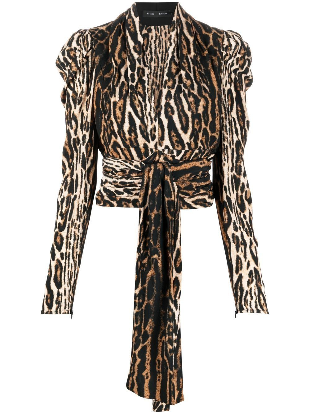 leopard-print crepe de chine V-Neck top - 1