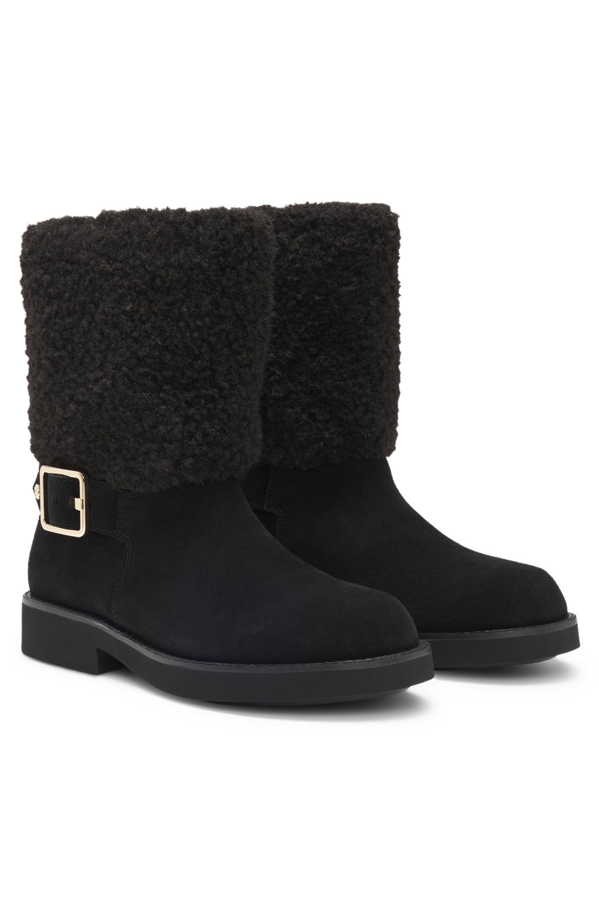 SUEDE BIKER BOOTS WITH DOUBLE B MONOGRAM TRIM - 2