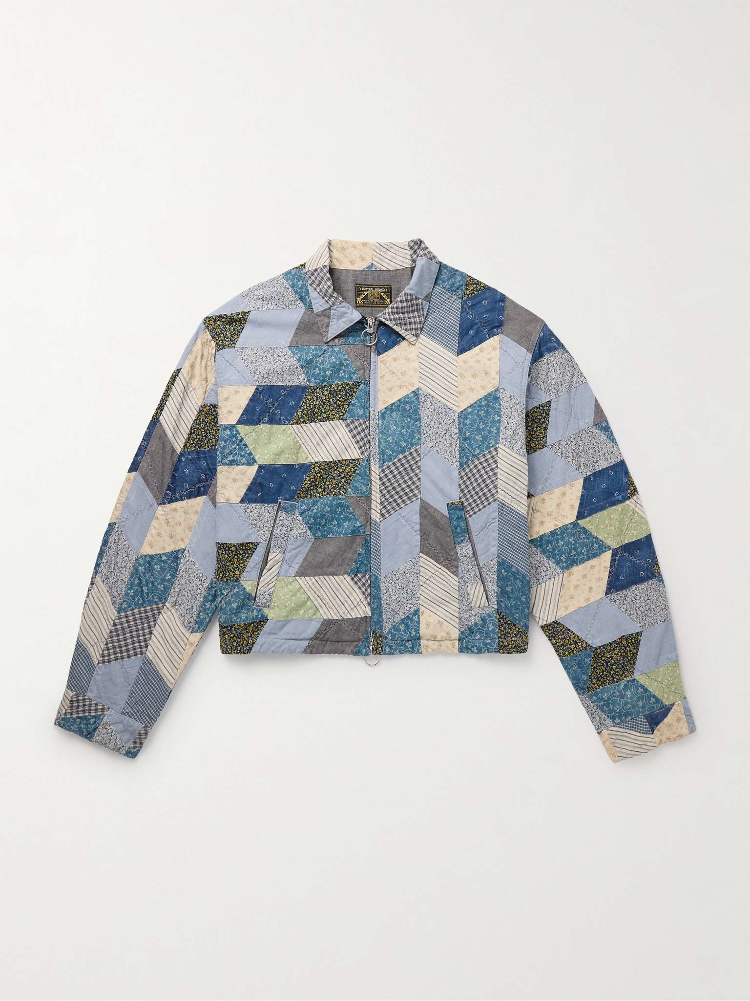 Yabane Cropped Quilted Patchwork Cotton and Linen-Blend Jacket - 1