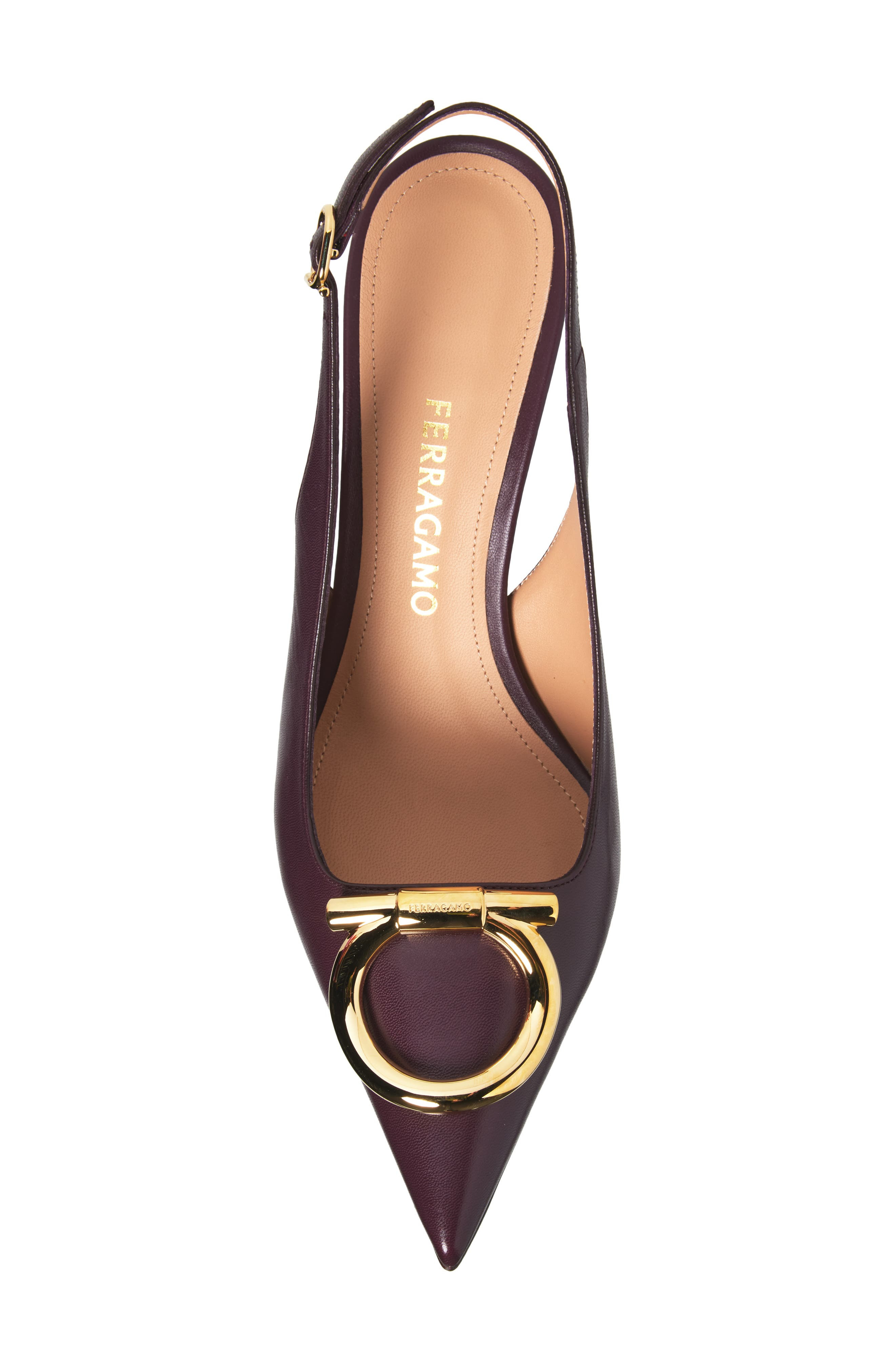FERRAGAMO Sara Pointed Toe Slingback Pump in Oxblood at Nordstrom - 5