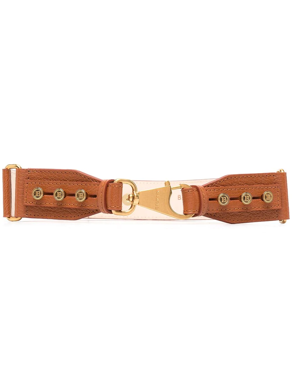 logo-stud leather clip belt - 1