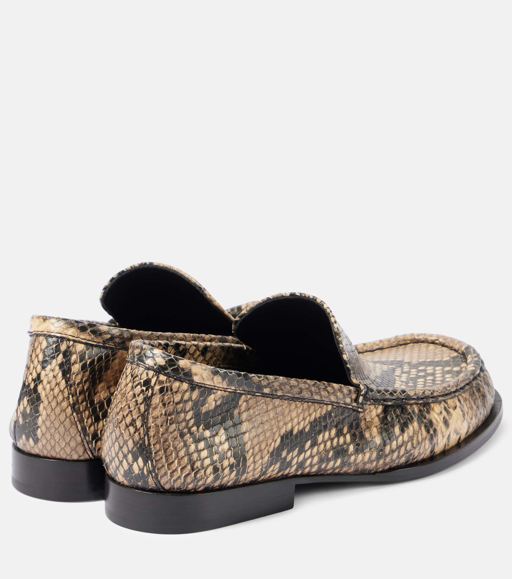 Snake-effect leather loafers - 2
