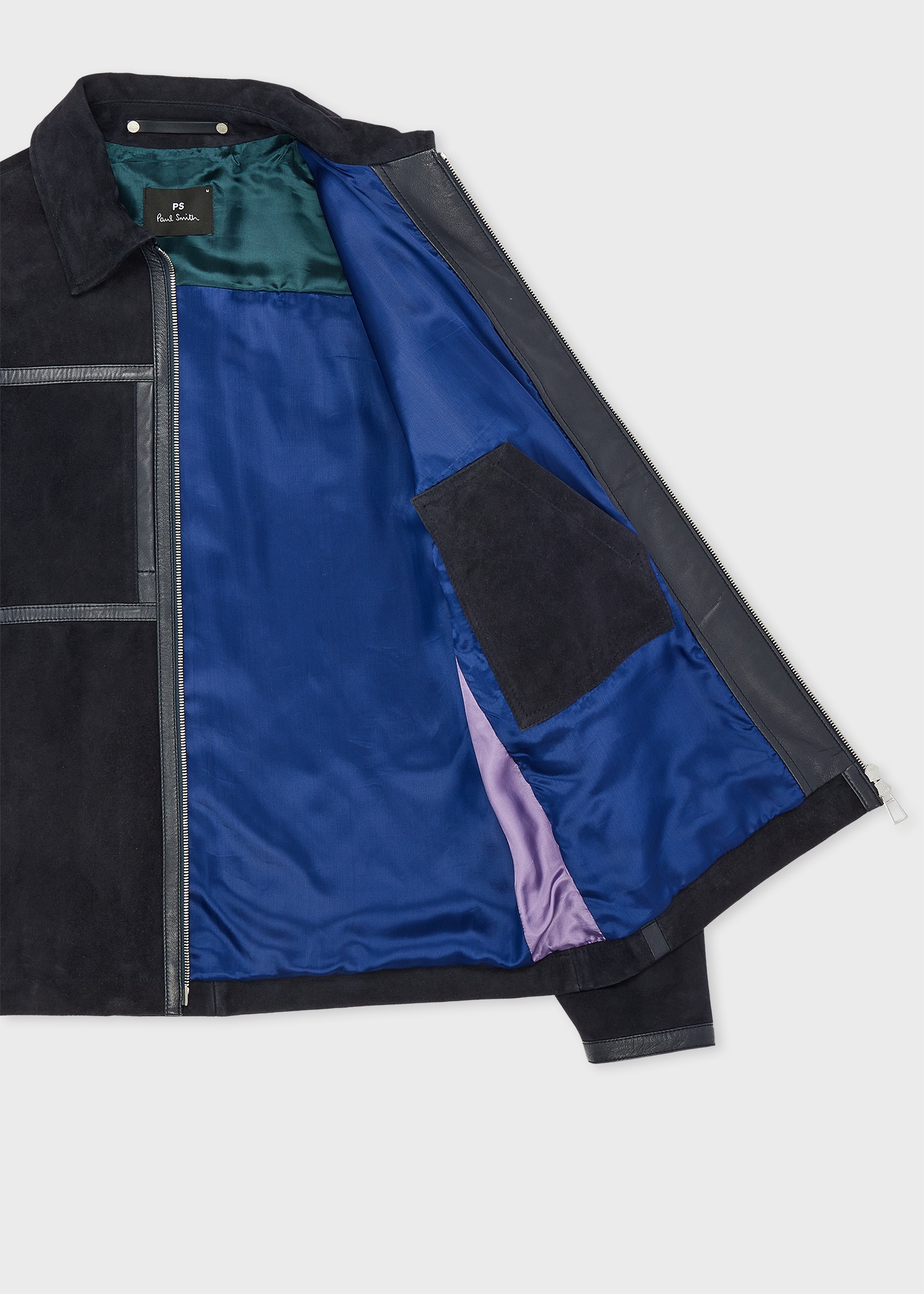 Navy Suede Zip Jacket - 4