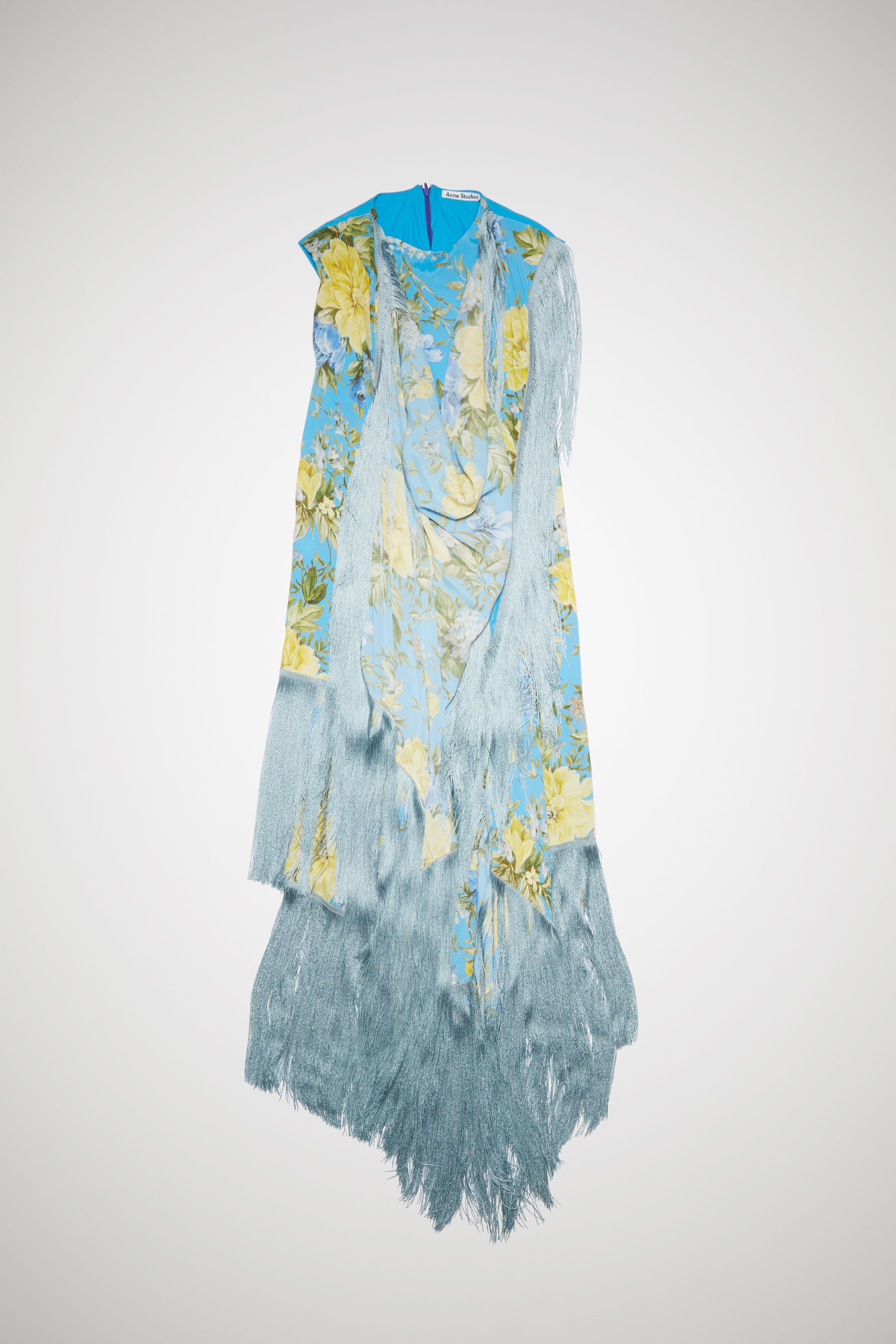 Flower print fringe dress - Blue - 1