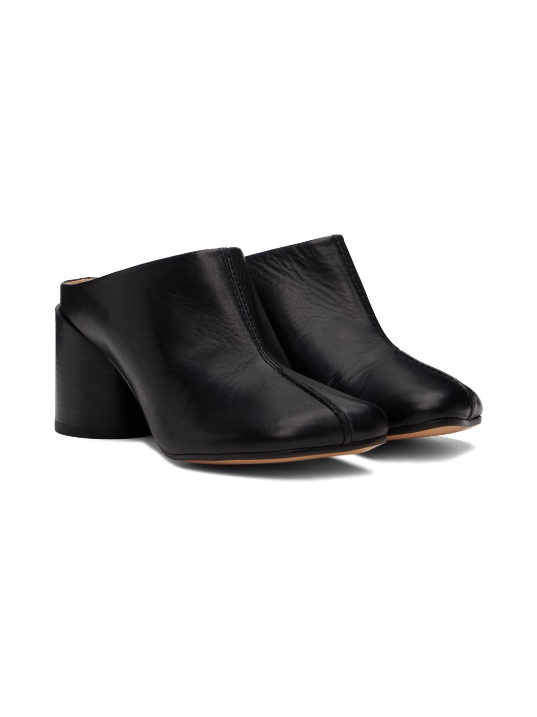 Black Shiny Vegetable Tanned Leather Mules - 4