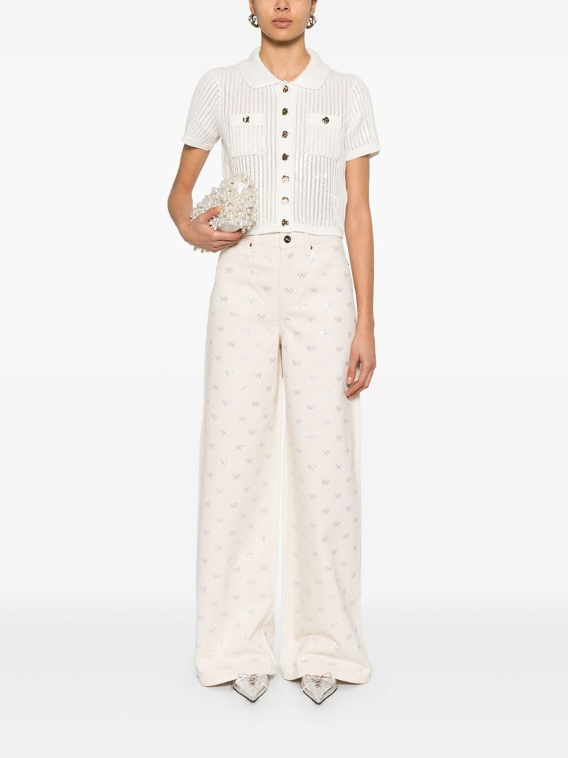 self-portrait bow-embellished jeans outlook
