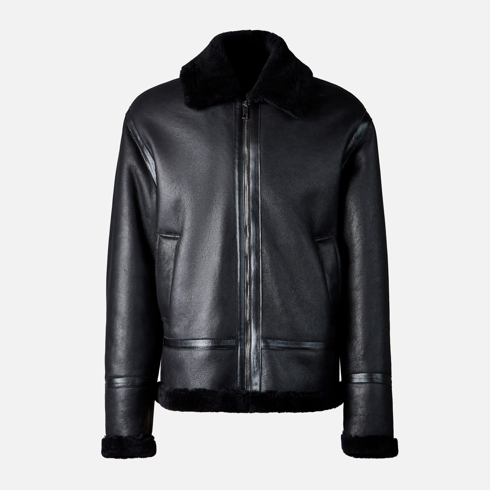 Aviator Jacket in Shearling Black - 1