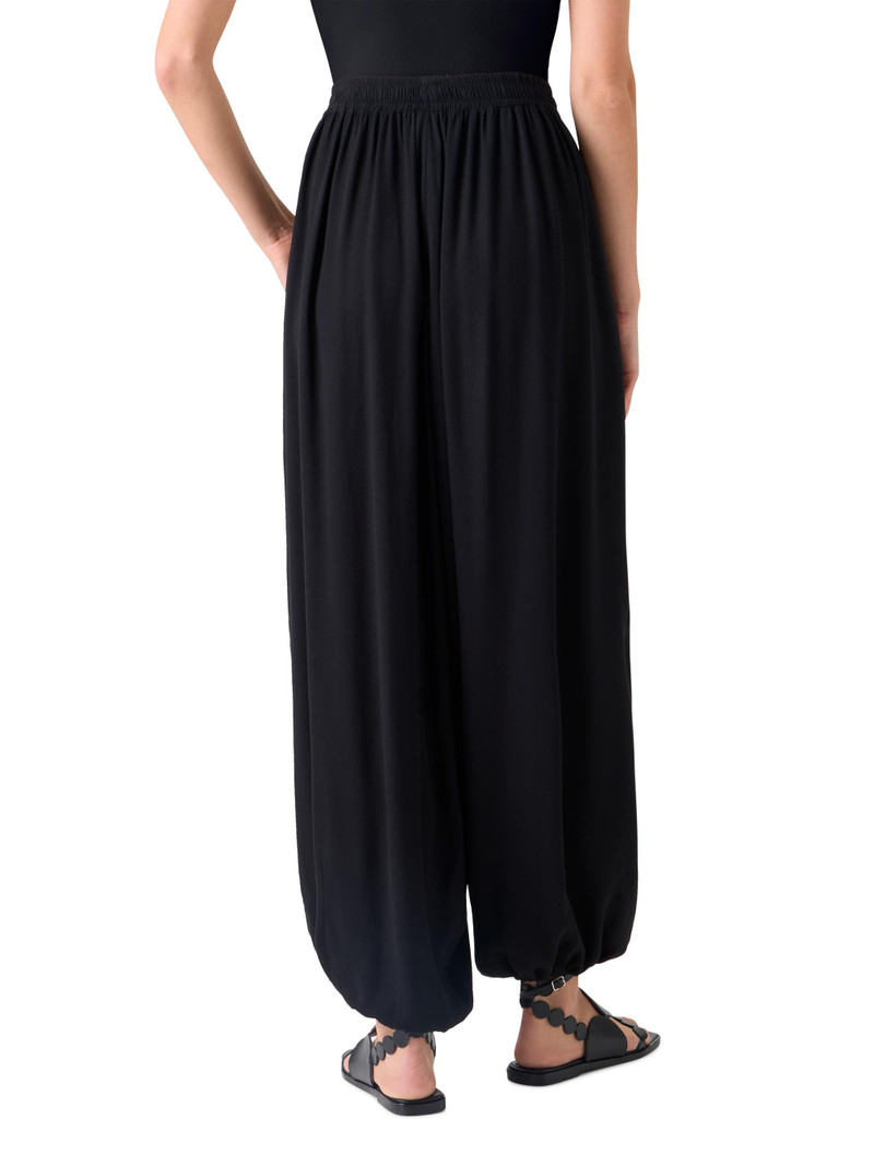 Women's Crepe Mid-Rise Wide-Leg Elasticized Pants - Black 4