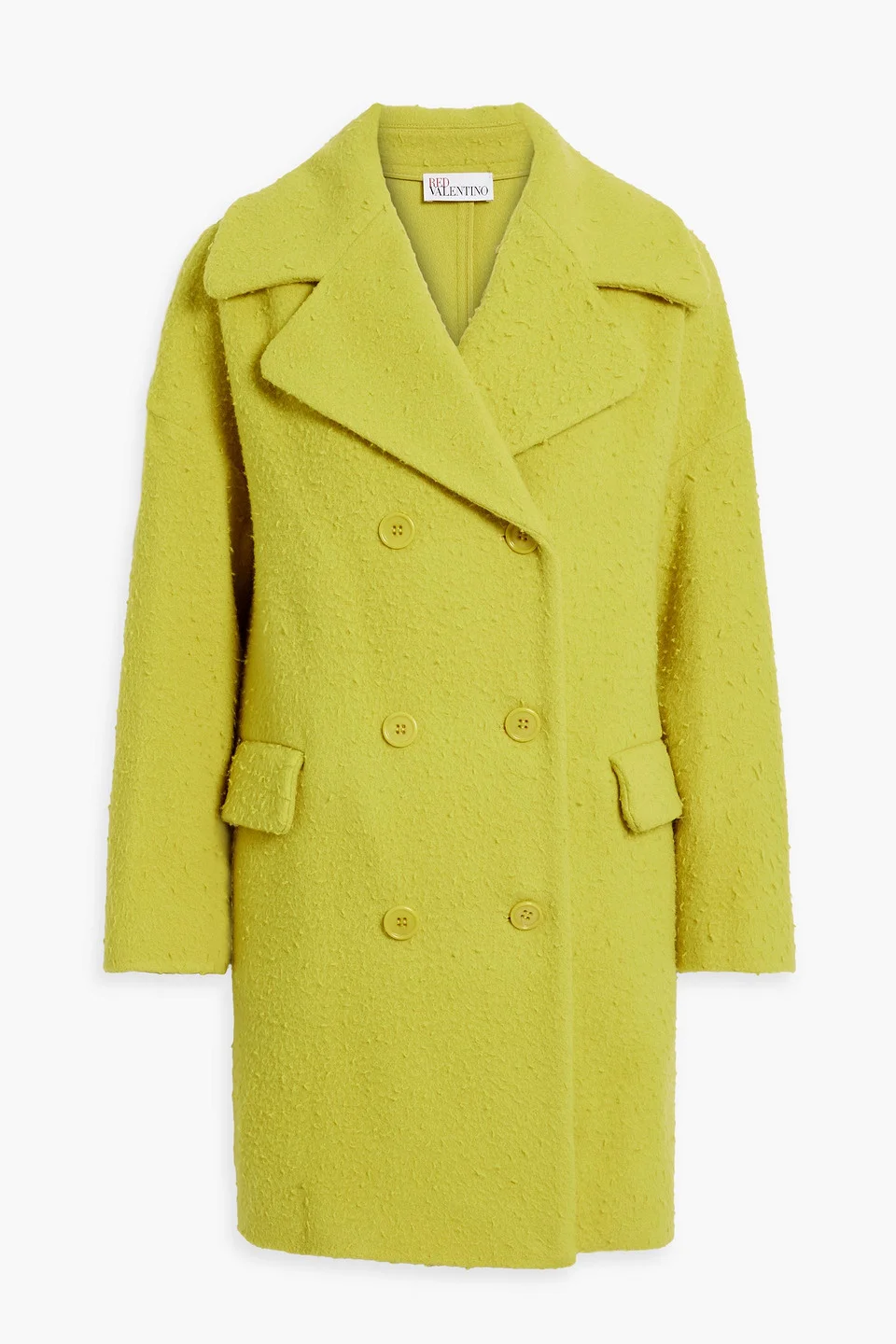 Double-breasted bouclé wool coat - 1