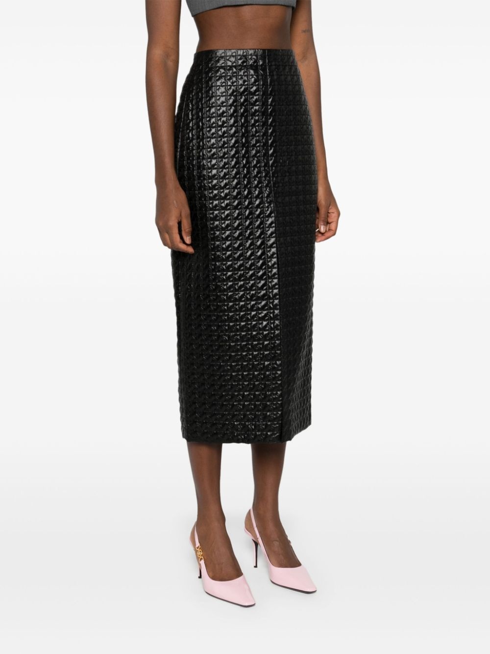 zip-up quilted midi skirt - 3